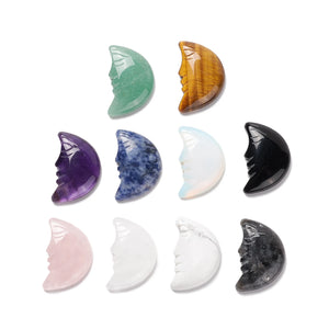 10Pcs Crescent Moon Face Charms Gemstone Cabochons DIY Jewelry Making