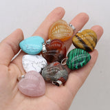 10Pcs Natural Stone Heart Agates Crystal Pendant Necklace 26x27mm