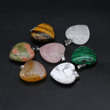 10Pcs Natural Stone Heart Agates Crystal Pendant Necklace 26x27mm