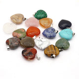 10Pcs Natural Stone Heart Agates Crystal Pendant Necklace 26x27mm