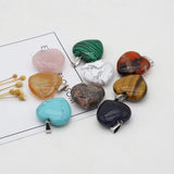 10Pcs Natural Stone Heart Agates Crystal Pendant Necklace 26x27mm