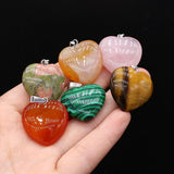 10Pcs Natural Stone Heart Agates Crystal Pendant Necklace 26x27mm