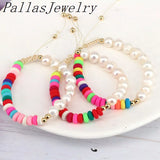 10Pcs Pearl Beads Bracelet Women Colorful Macrame Rope Bracelets
