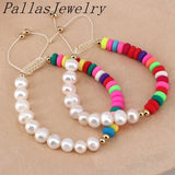 10Pcs Pearl Beads Bracelet Women Colorful Macrame Rope Bracelets