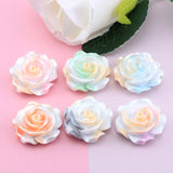 10Pcs 28mm Luminous Resin Flower Cabochons DIY Craft Decoration Roses