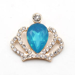 10Pcs Alloy Rhinestone Crown Golden Flat Accessories DIY Clothing Hair