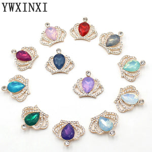 10Pcs Alloy Rhinestone Crown Golden Flat Accessories DIY Clothing Hair