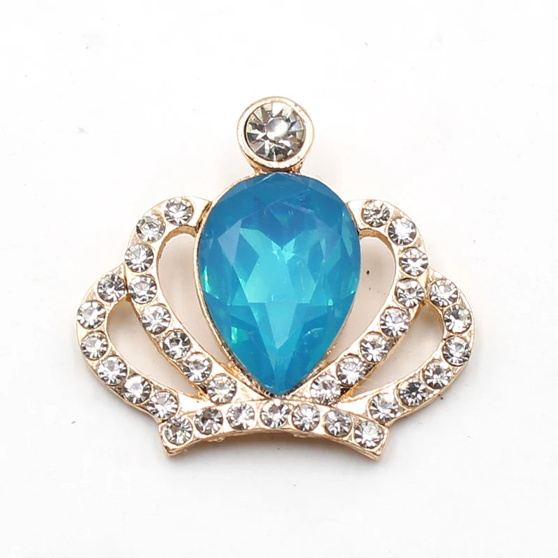 10Pcs Alloy Rhinestone Crown Golden Flat Accessories DIY Clothing Hair