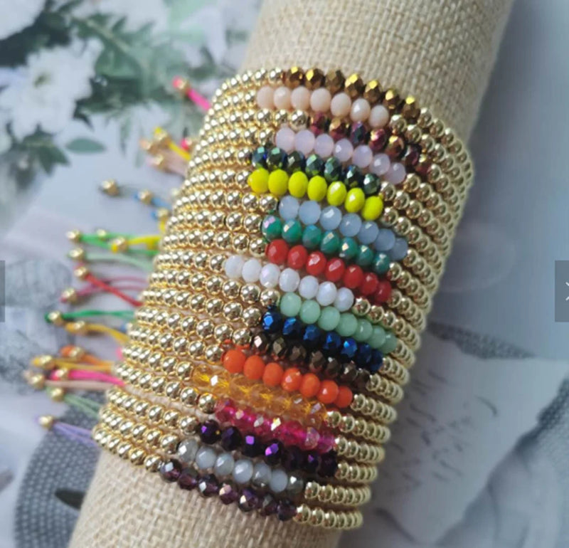 10Pcs Crystal Bead Copper Plated Bracelet Jewelry Gift
