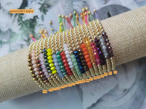 10Pcs Crystal Bead Copper Plated Bracelet Jewelry Gift