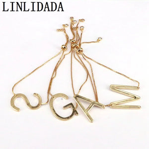 10Pcs Adjustable Initial Letter Charm Bracelet Women Jewelry Gift
