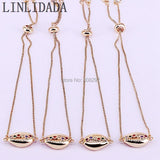 10Pcs CZ Micro Pave Conch Shell Bracelets - Adjustable Chain