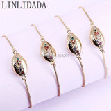 10Pcs CZ Micro Pave Conch Shell Bracelets - Adjustable Chain