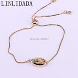 10Pcs CZ Micro Pave Conch Shell Bracelets - Adjustable Chain