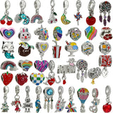 10Pcs Rainbow Feather Fruit Charms Beads Pendant DIY Jewelry Making