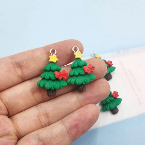 10Pcs Christmas Star Bowknot Tree Charms for DIY Jewelry Making