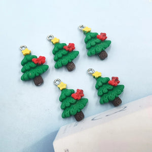 10Pcs Christmas Star Bowknot Tree Charms for DIY Jewelry Making