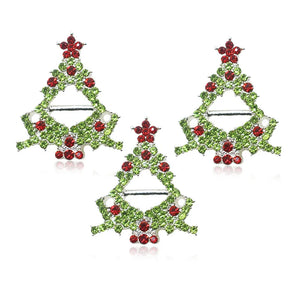 10Pcs Christmas Tree Buckles Rhinestone Decoration DIY Clothing Accessory