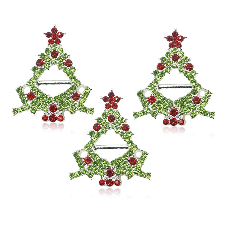 10Pcs Christmas Tree Buckles Rhinestone Decoration DIY Clothing Accessory