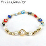 10Pcs Shell Pearl Bracelet, Heart Hollow Bracelets, Elastic Charm Gift