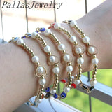 10Pcs Shell Pearl Bracelet, Heart Hollow Bracelets, Elastic Charm Gift