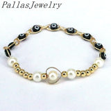 10Pcs Shell Pearl Bracelet, Heart Hollow Bracelets, Elastic Charm Gift