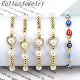 10Pcs Shell Pearl Bracelet, Heart Hollow Bracelets, Elastic Charm Gift