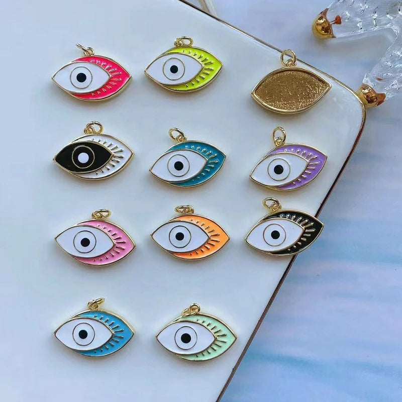 10Pcs Eye Enamel Pendant Charm Pendants Jewelry Making Supplies