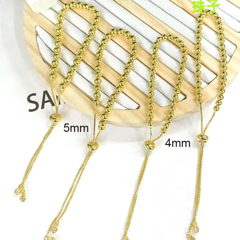10Pcs Adjustable Gold Bead Bracelet Women Jewelry