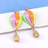 10Pcs Hot Air Balloon Charm Enamel Plated Pendant Necklace DIY Jewelry