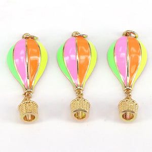 10Pcs Hot Air Balloon Charm Enamel Plated Pendant Necklace DIY Jewelry