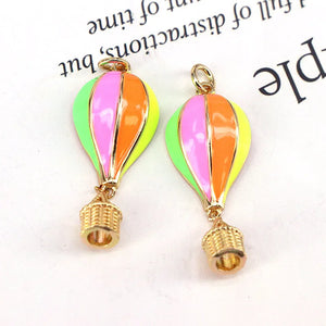 10Pcs Hot Air Balloon Charm Enamel Plated Pendant Necklace DIY Jewelry
