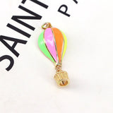 10Pcs Hot Air Balloon Charm Enamel Plated Pendant Necklace DIY Jewelry