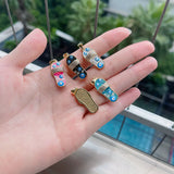 10Pcs Plated Slipper Pendant, Micro Pave CZ Slipper Charms