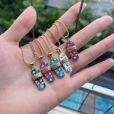 10Pcs Plated Slipper Pendant, Micro Pave CZ Slipper Charms
