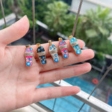 10Pcs Plated Slipper Pendant, Micro Pave CZ Slipper Charms