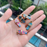 10Pcs Plated Slipper Pendant, Micro Pave CZ Slipper Charms