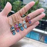 10Pcs Plated Slipper Pendant, Micro Pave CZ Slipper Charms