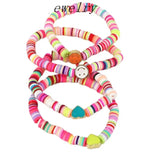 10Pcs Polymer Clay Beaded Bracelets for Women Enamel Smiley Heart