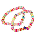 10Pcs Polymer Clay Beaded Bracelets for Women Enamel Smiley Heart