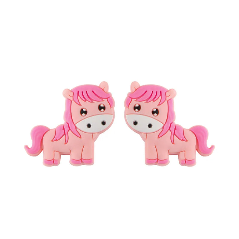 10Pcs Mini Horse Silicone Beads DIY Necklace Accessories Baby Molar Toys
