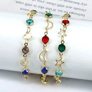 10Pcs Colorful Cz Crystal Bracelet Adjustable Star Moon Heart Bracelets