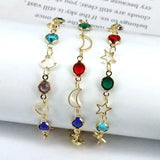10Pcs Colorful Cz Crystal Bracelet Adjustable Star Moon Heart Bracelets
