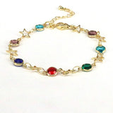 10Pcs Colorful Cz Crystal Bracelet Adjustable Star Moon Heart Bracelets
