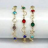 10Pcs Colorful Cz Crystal Bracelet Adjustable Star Moon Heart Bracelets