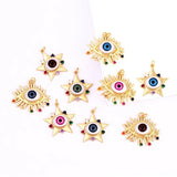 10Pcs Lucky Eye Charm Pendant, CZ Paved Religours, Necklace Bracelet Accessories