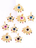 10Pcs Lucky Eye Charm Pendant, CZ Paved Religours, Necklace Bracelet Accessories