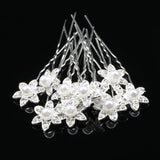 10Pcs Flower Pearl Bridal Hairpins Clips Crystal Barrette Hair Styling Tools