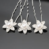10Pcs Flower Pearl Bridal Hairpins Clips Crystal Barrette Hair Styling Tools