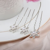 10Pcs Flower Pearl Bridal Hairpins Clips Crystal Barrette Hair Styling Tools